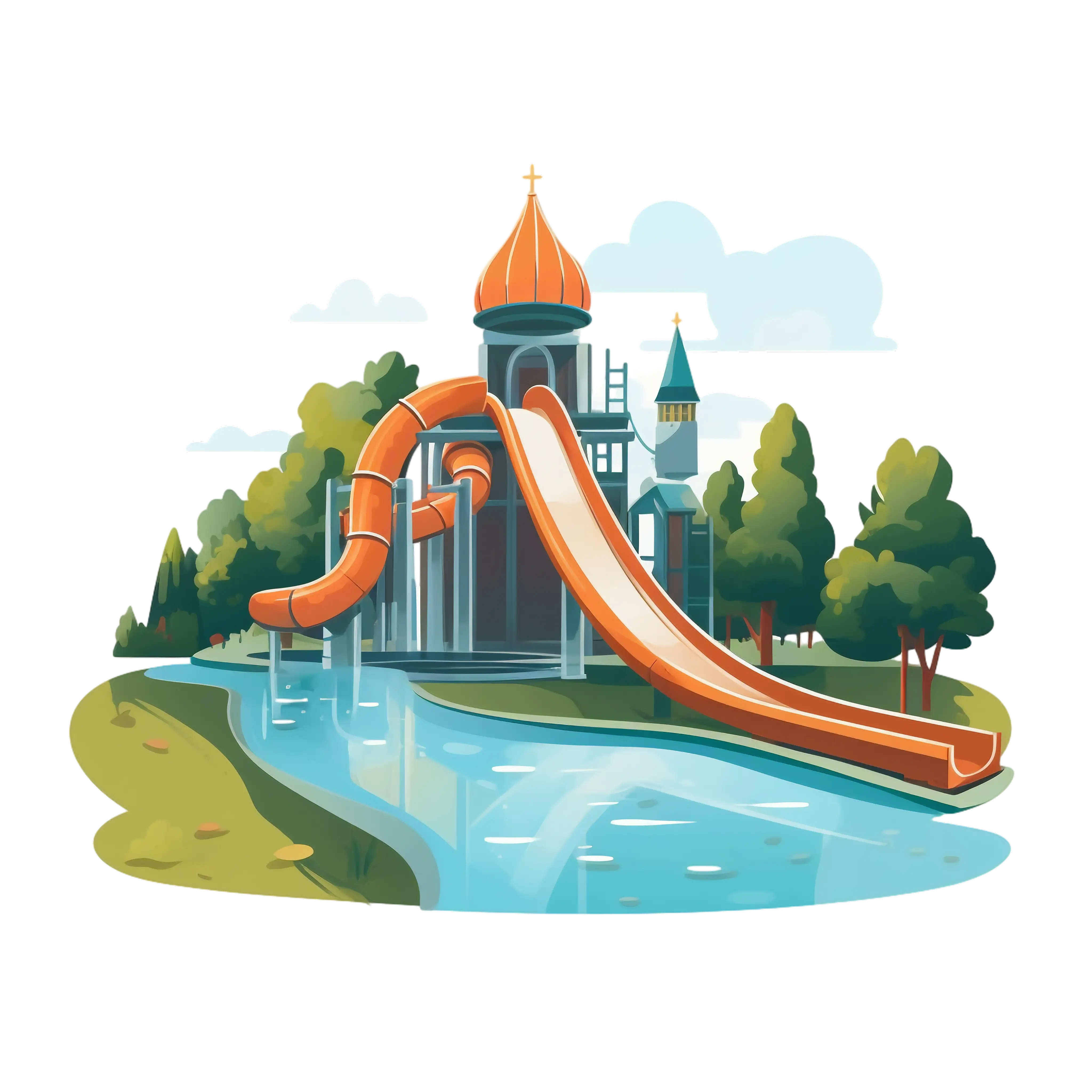 Water Park Slide and Castle Design