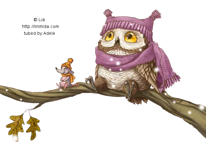 Owl and Mouse in Winter Clothes