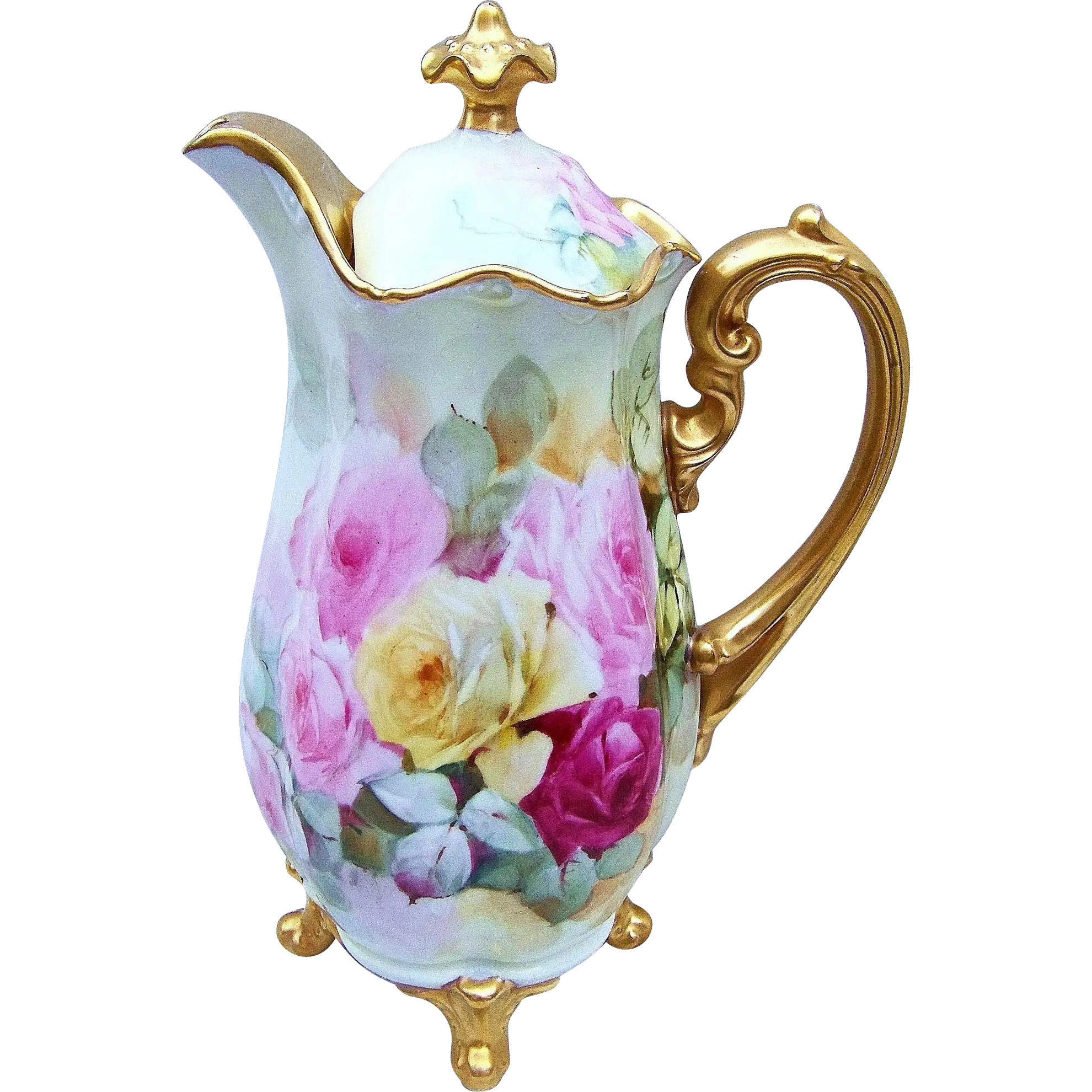 Floral Jug with Golden Accent