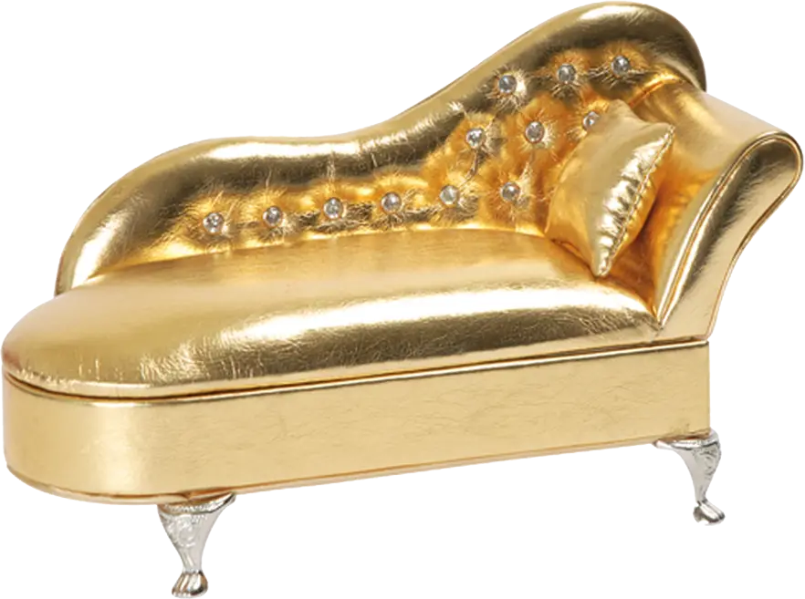 Golden Chaise Lounge with Cushion