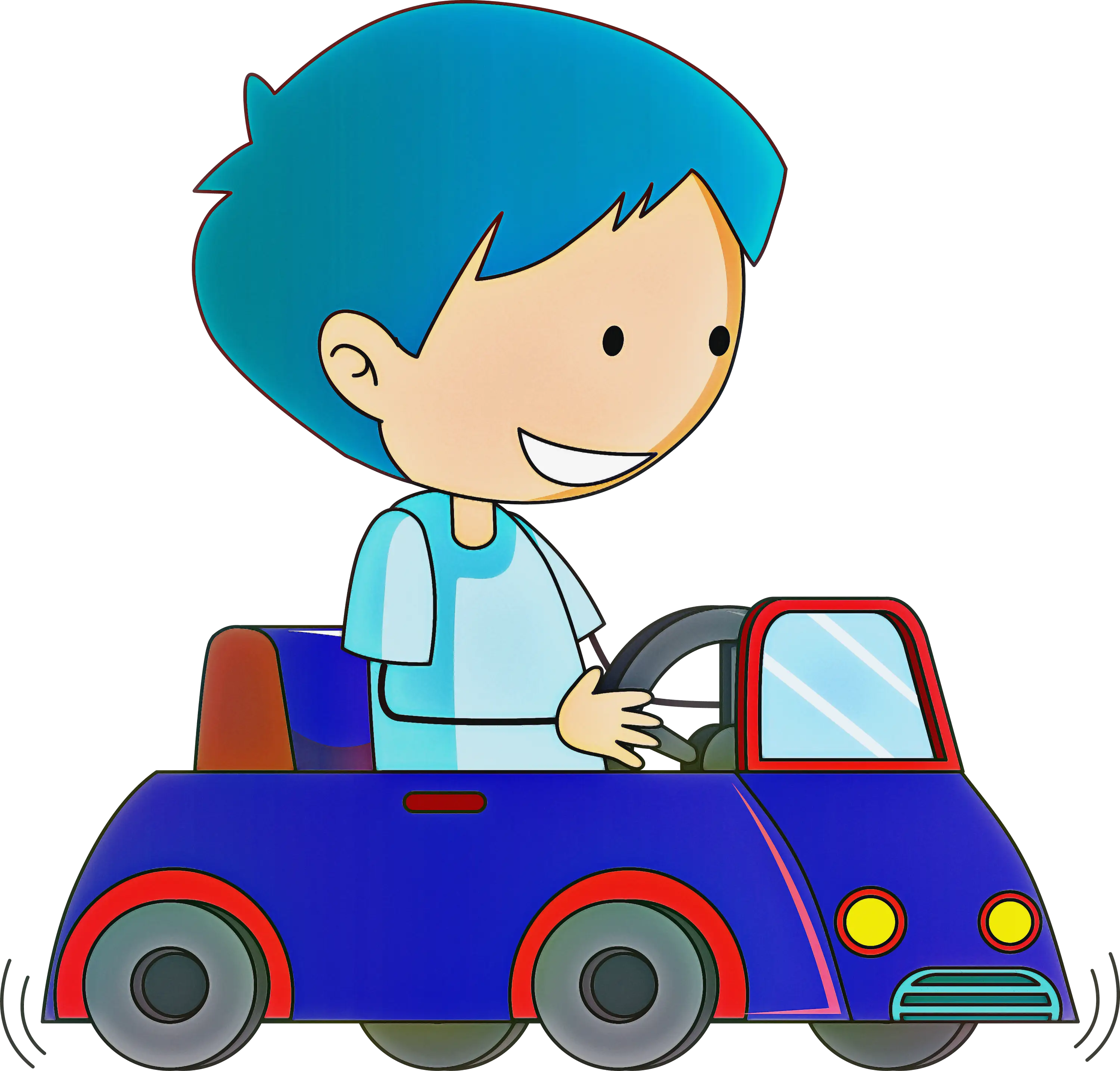 Child in Blue Toy Car