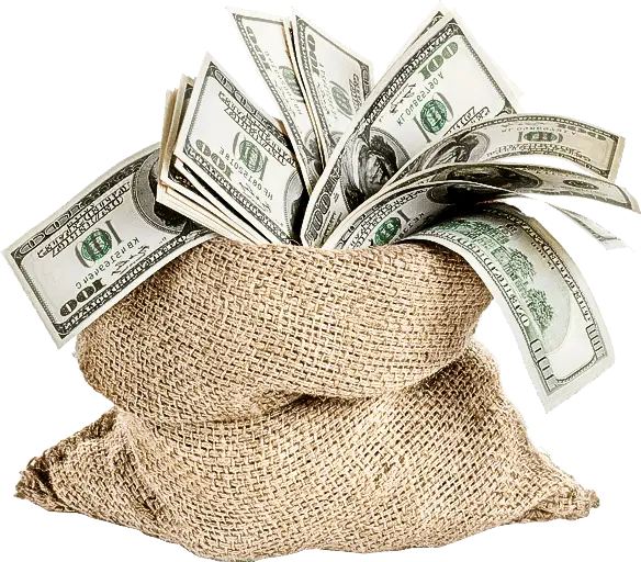 Money Sack Filled with Dollar Bills