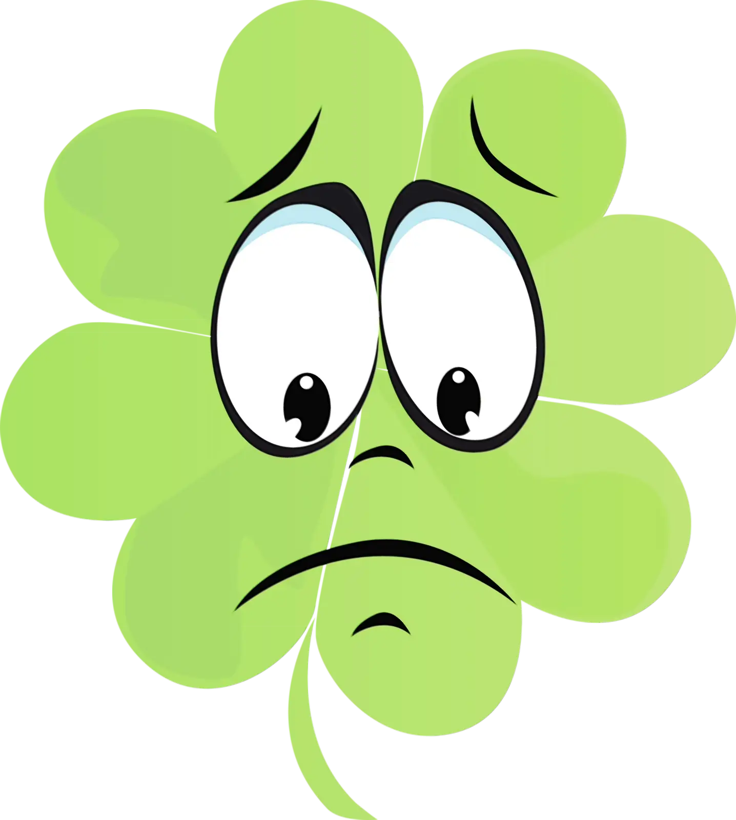 Sad Four-Leaf Clover Cartoon Illustration