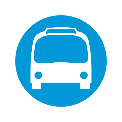 Blue Circular Bus Icon