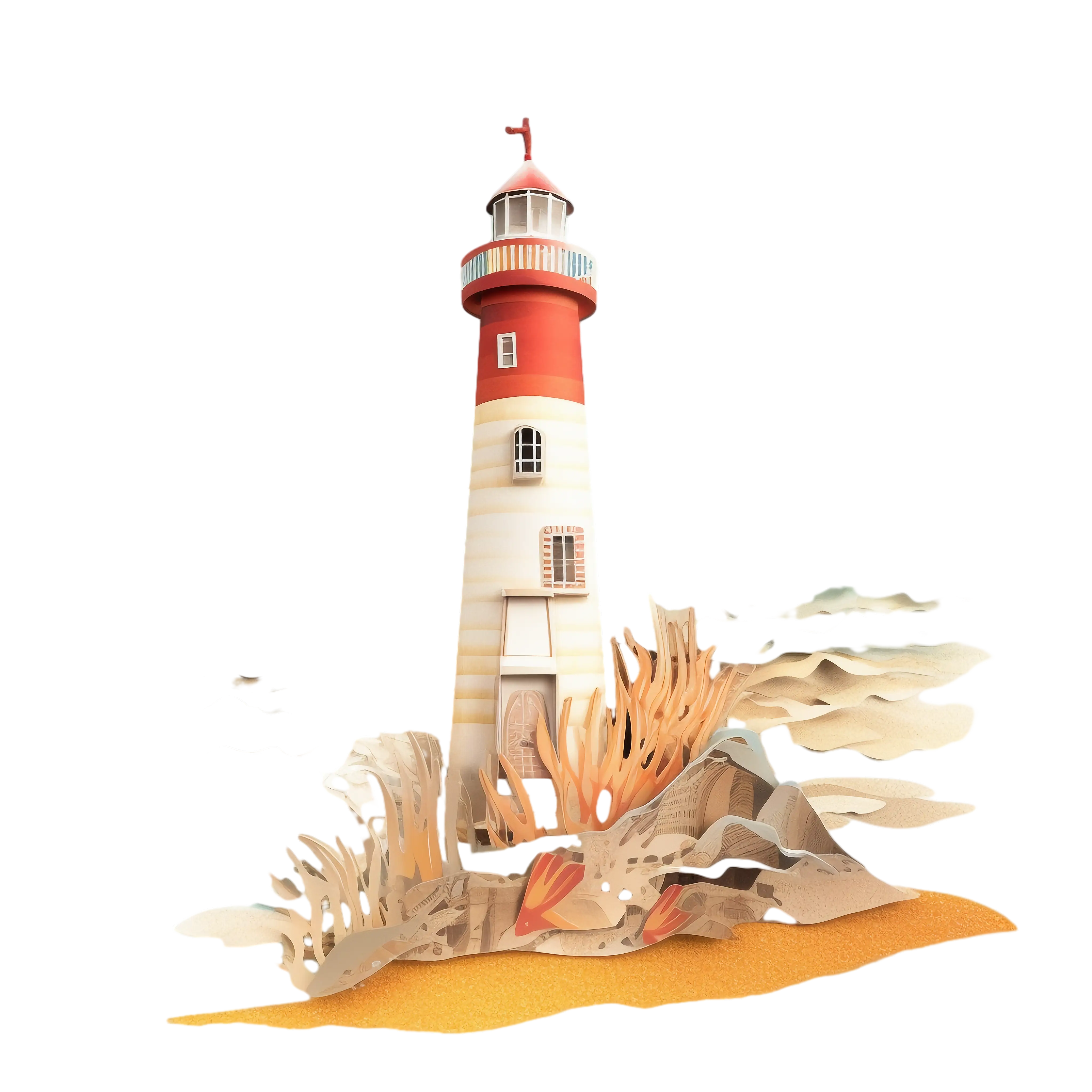 Illustration of Lighthouse by the Sea