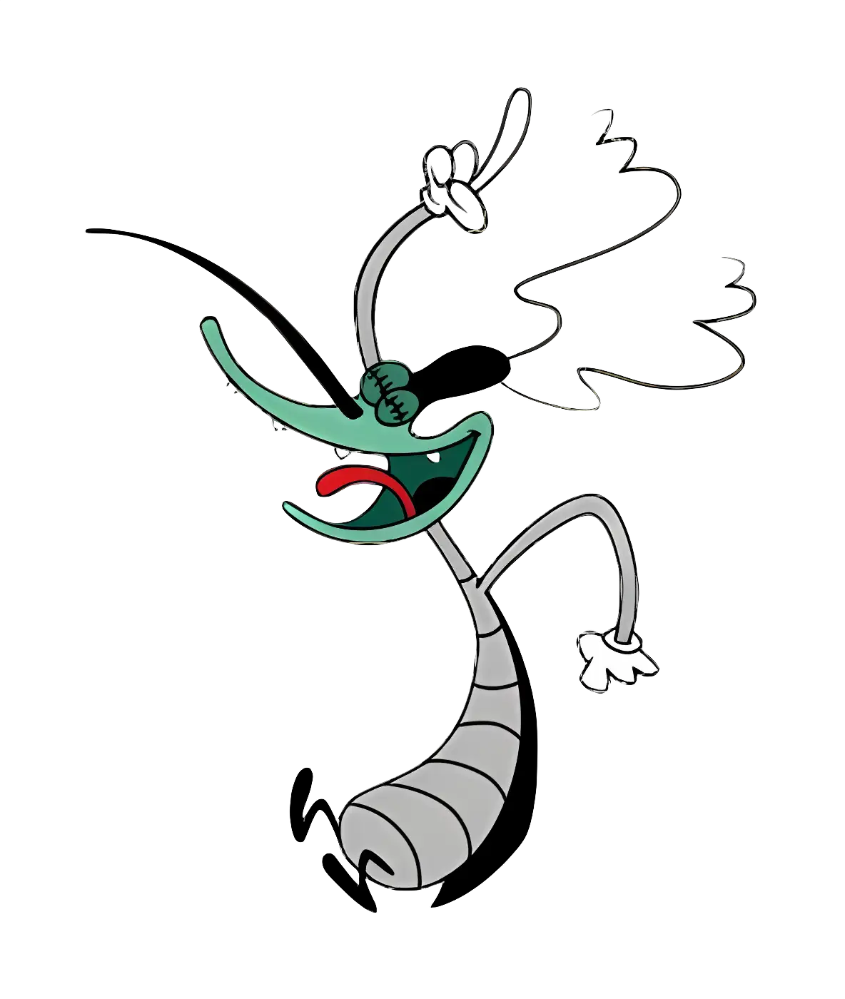 Green Cartoon Insect in Action
