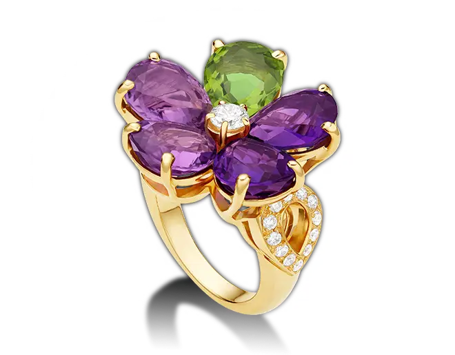 Elegant Flower Ring with Gemstones