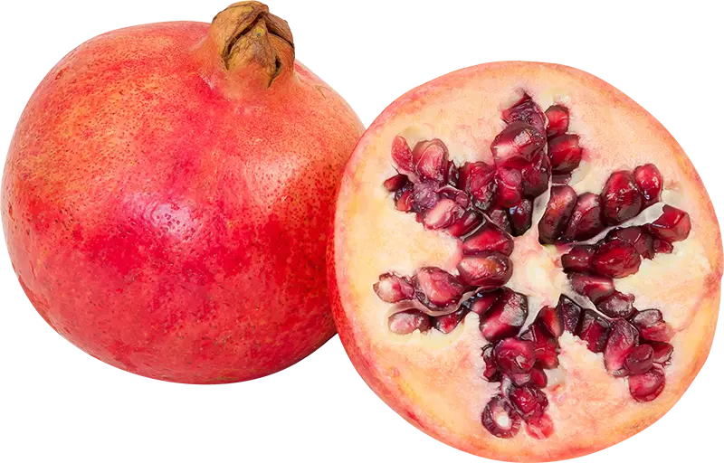 Whole and Halved Pomegranate