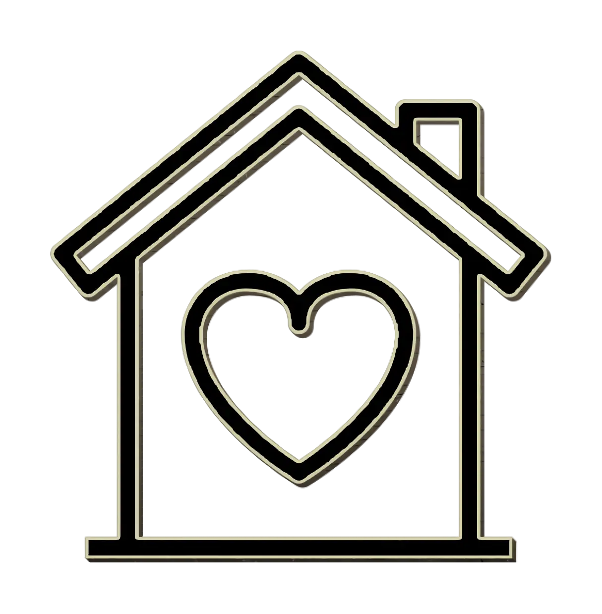 House Icon with Heart Symbol for Love and Home