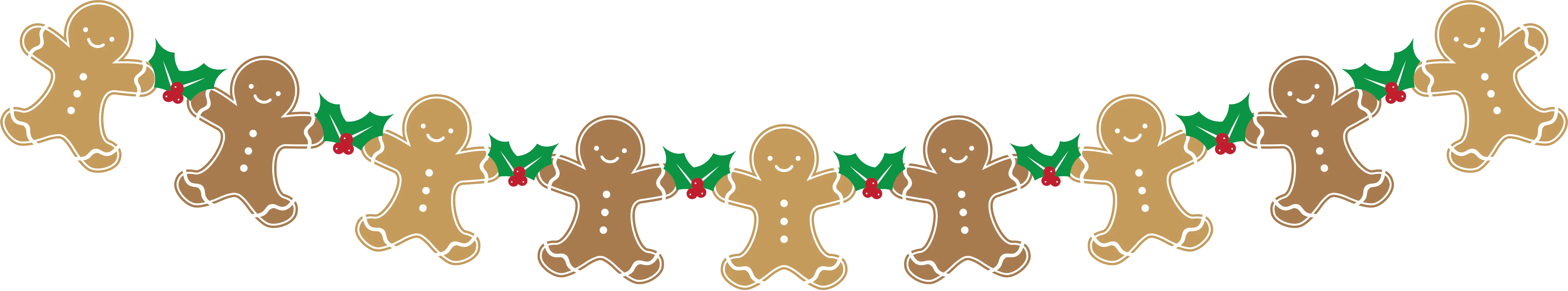 Festive Gingerbread Garland with Holly Leaves