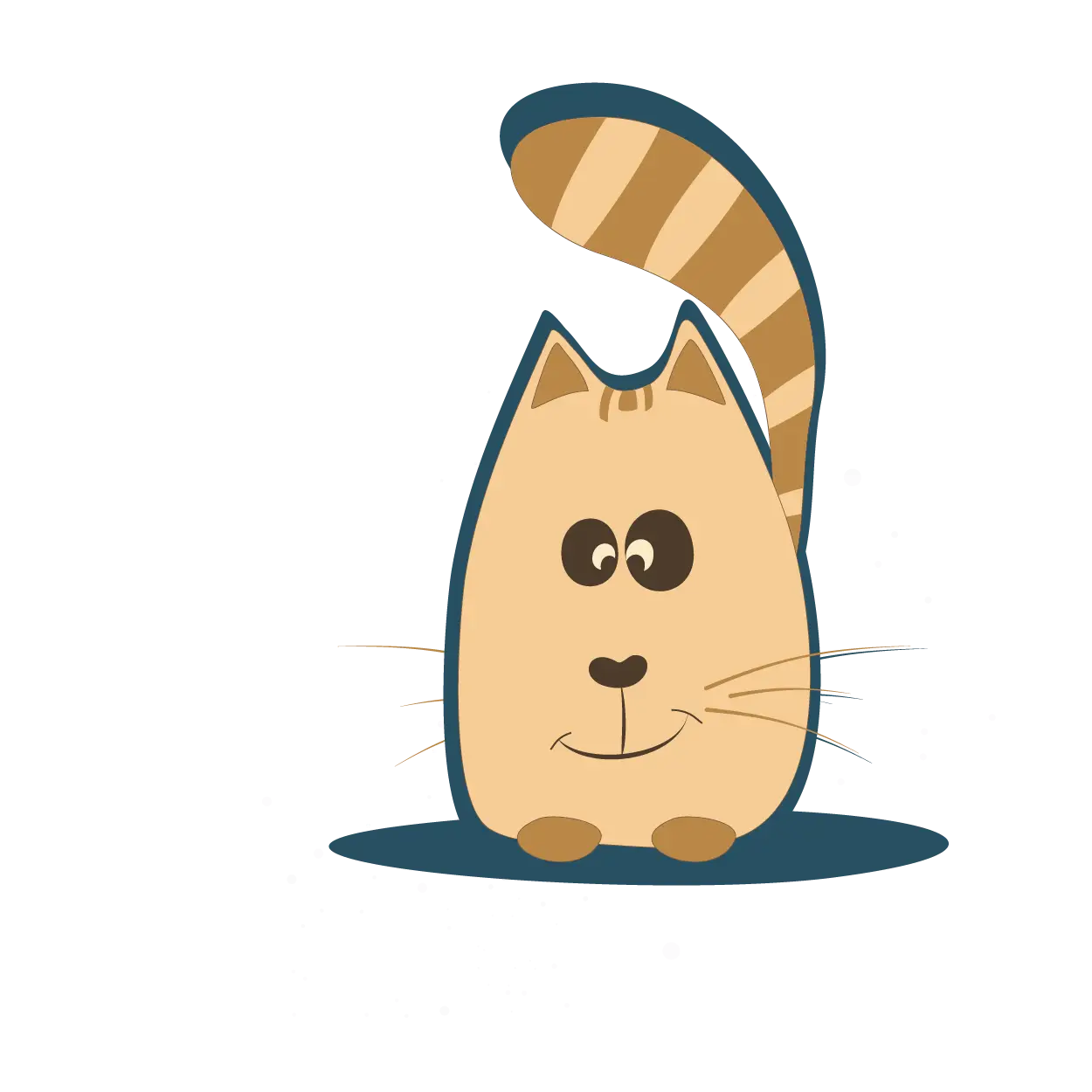 Simple Cartoon Cat with Striped Tail