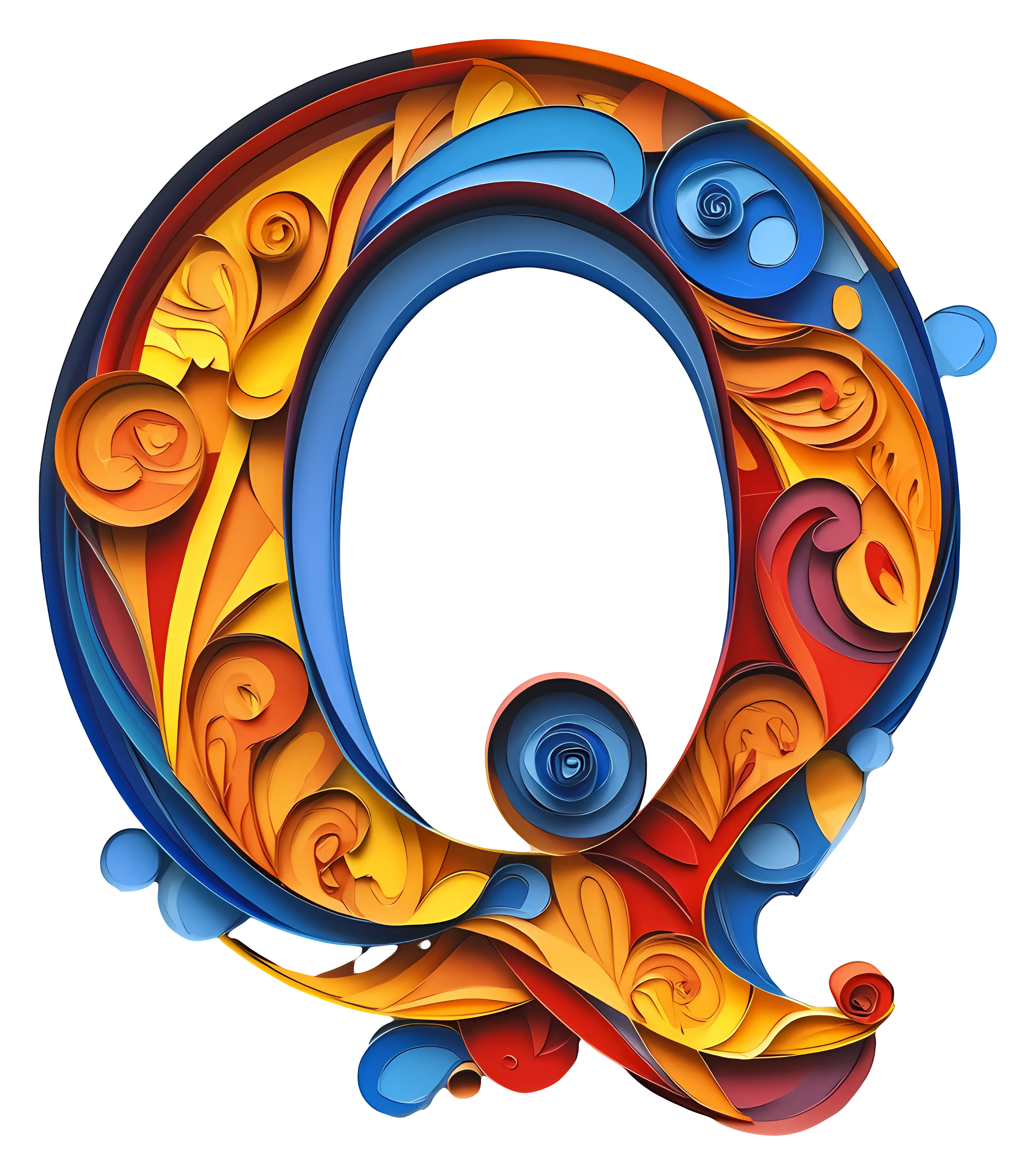 Decorative Letter Q with Artistic Design