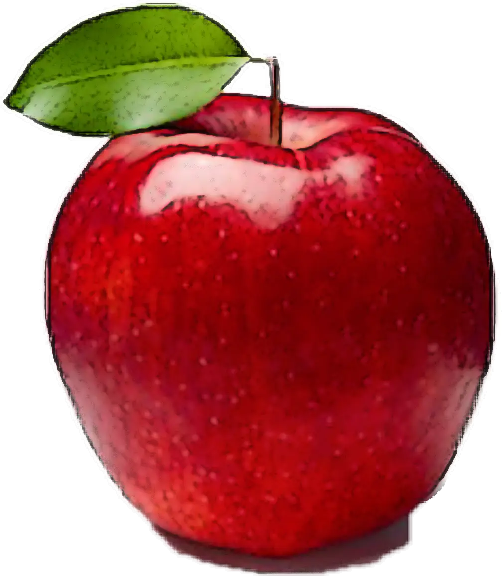 Red Apple with Green Leaf