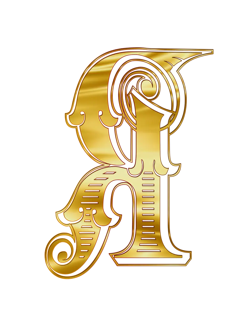 Gold Calligraphy Letter R Design