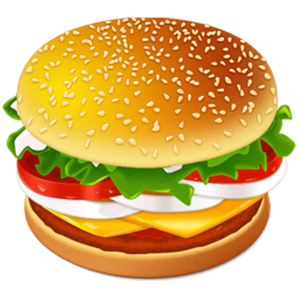 Illustration of a Burger with Fresh Toppings