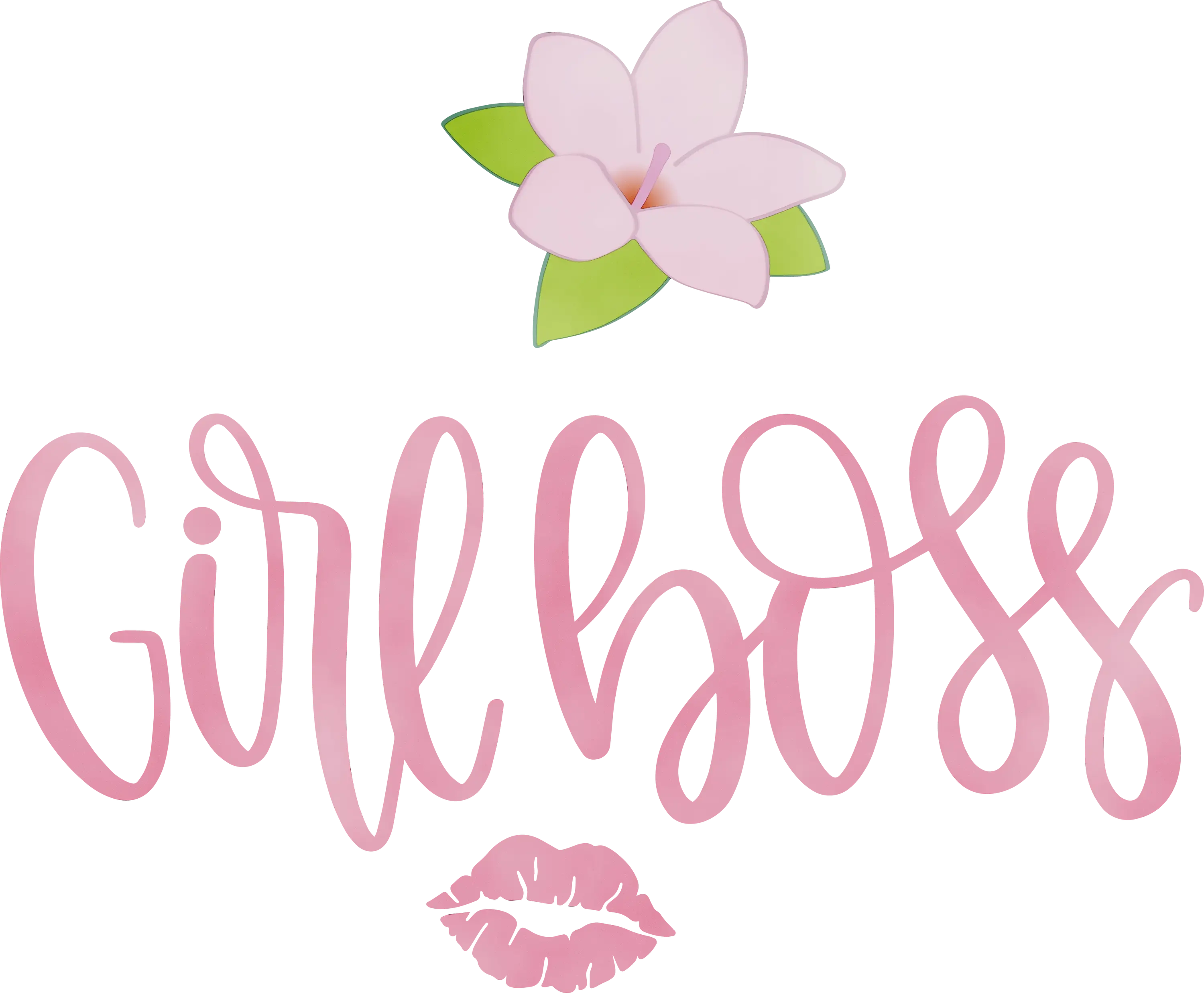 Girl Boss Text with Flower and Lips