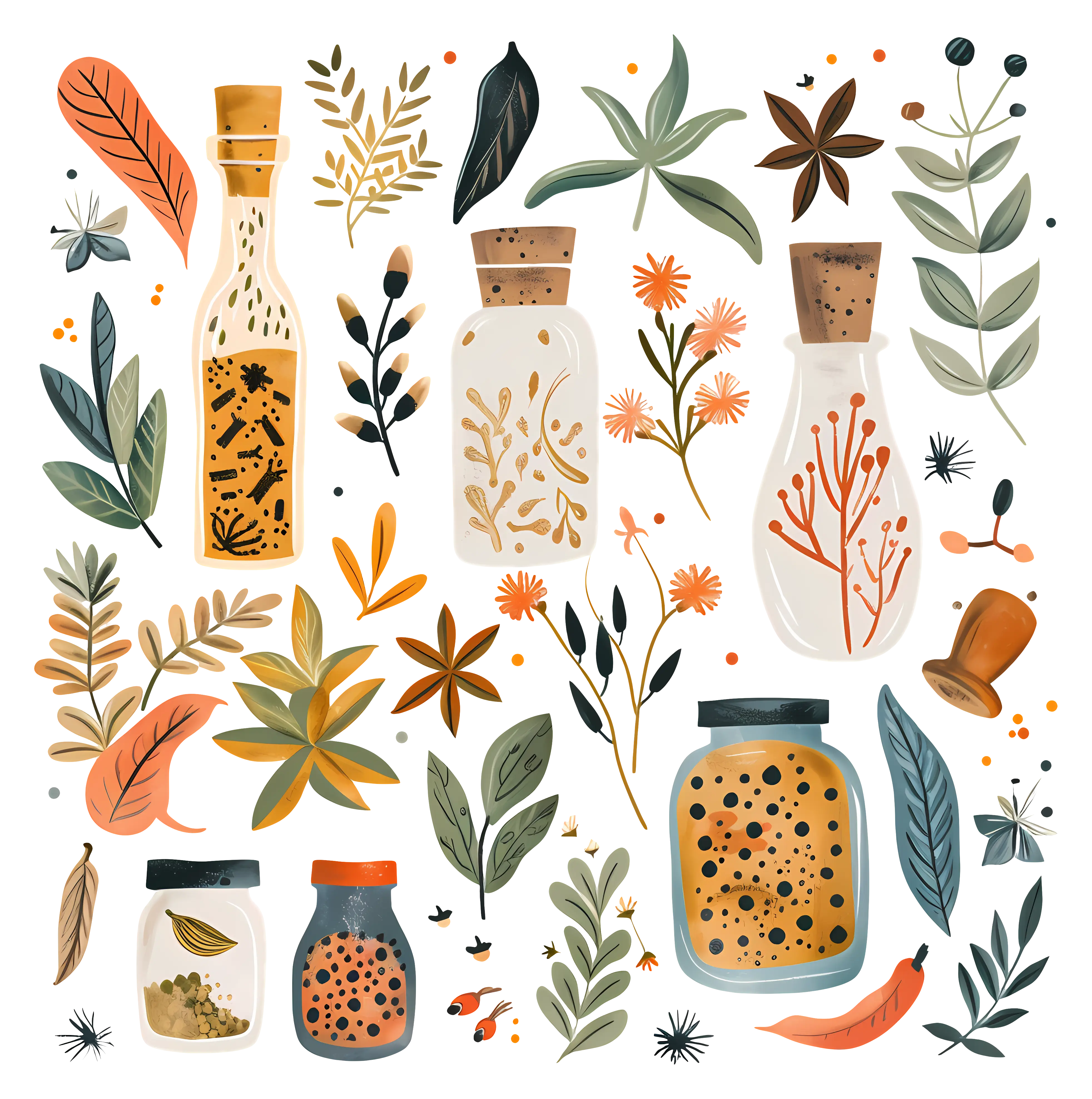 Herbs and Spice Bottles Illustration