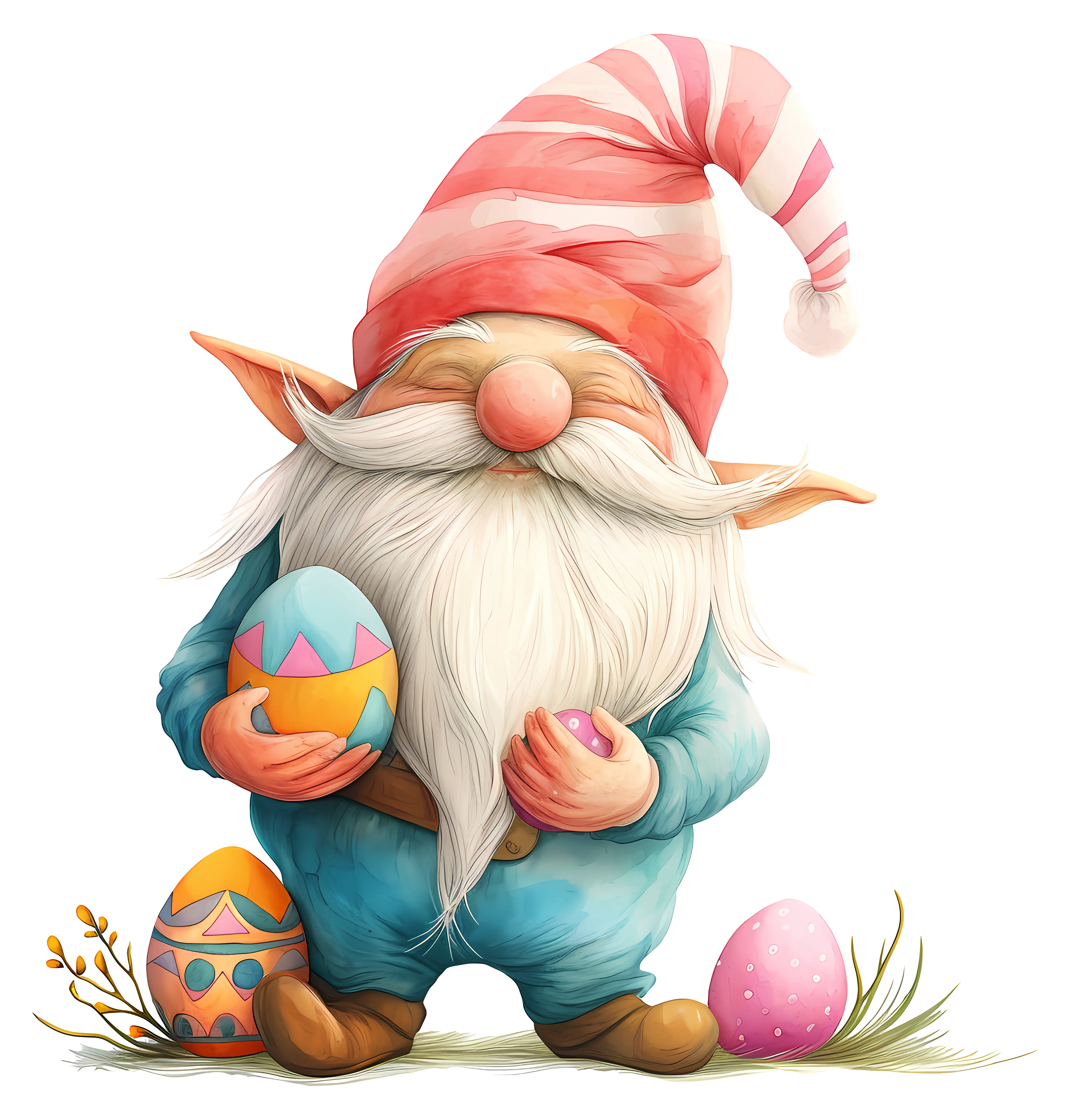Charming Easter Gnome with Colorful Eggs