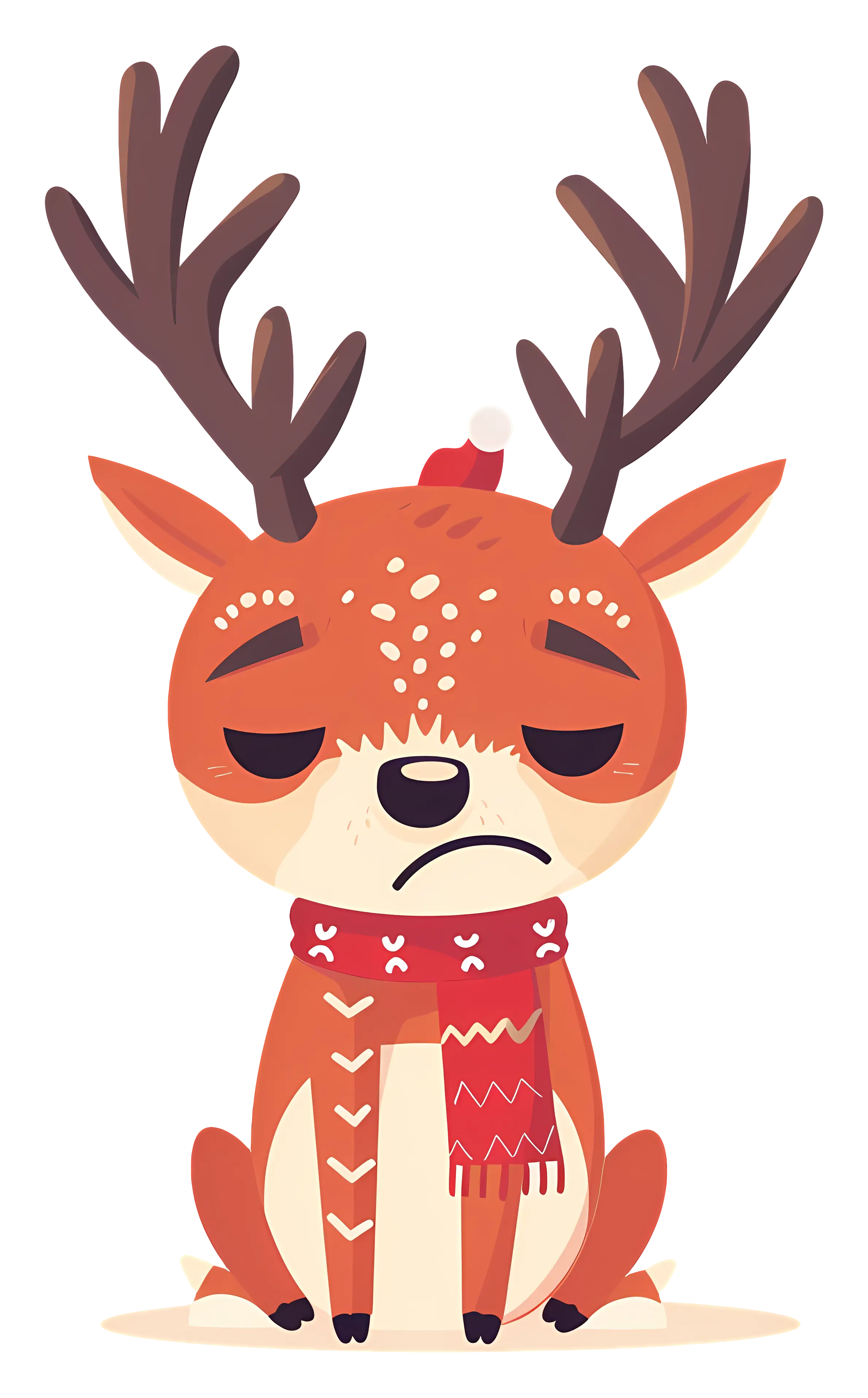 Sad Reindeer with Red Scarf