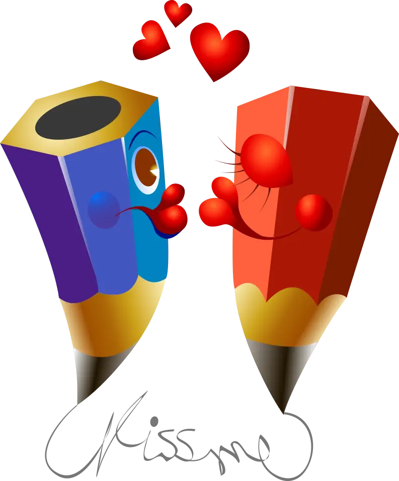 Cartoon Pencils in Love