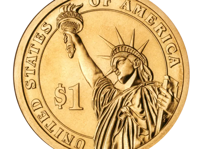 Gold U.S. Dollar Coin with Liberty Design