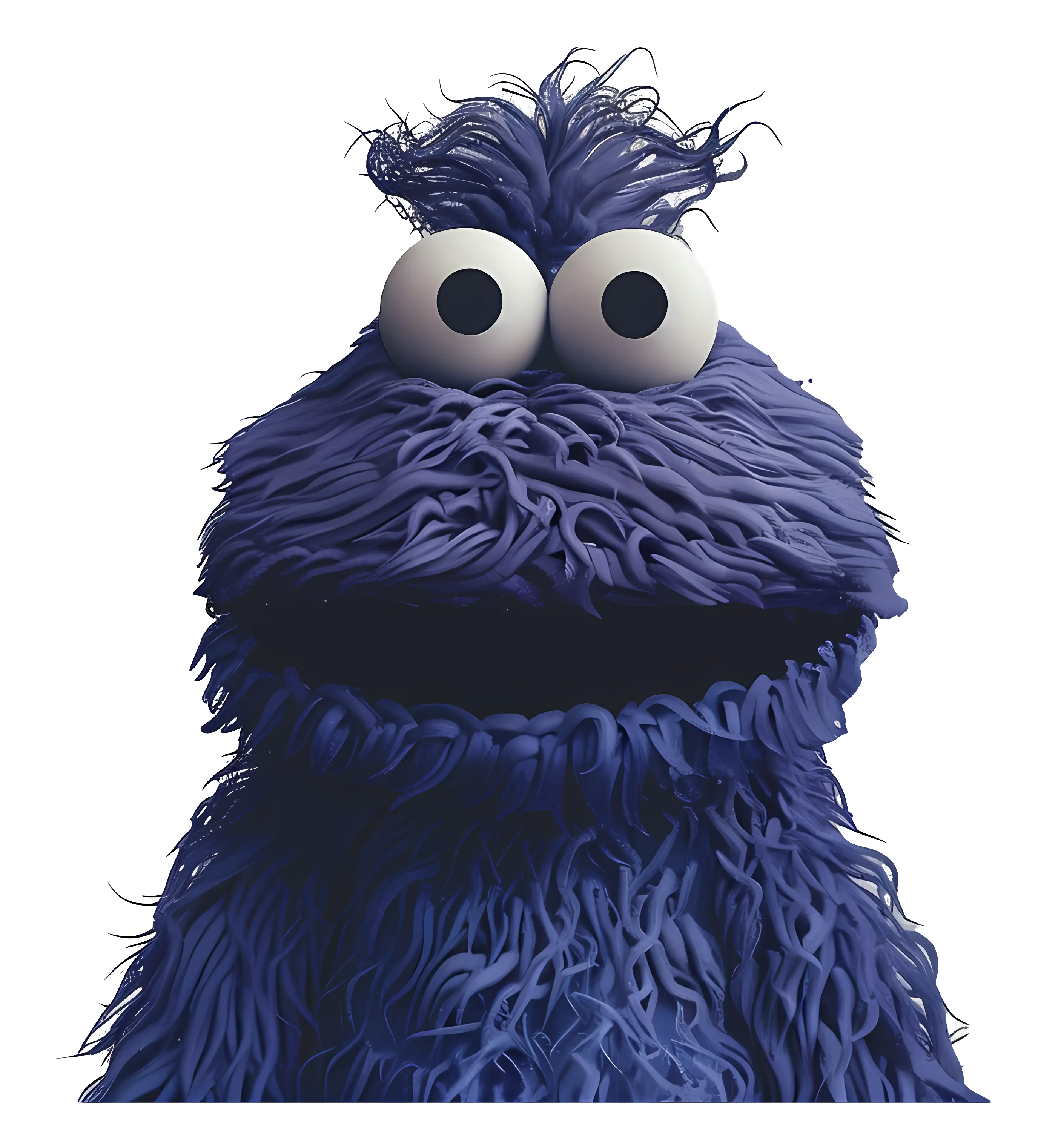 Blue Furry Cartoon Character with Big Eyes