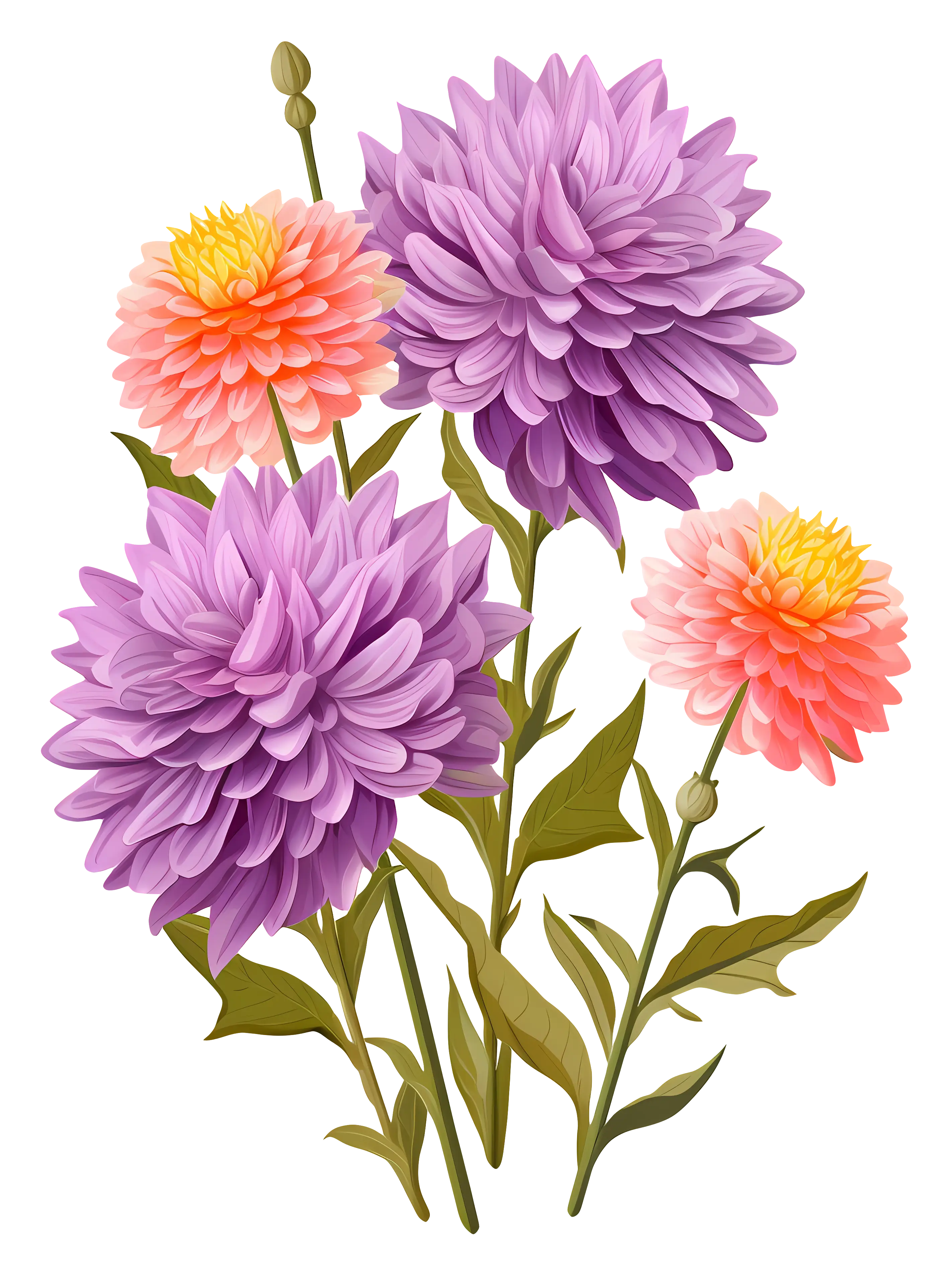 Pink and Purple Dahlia Flowers