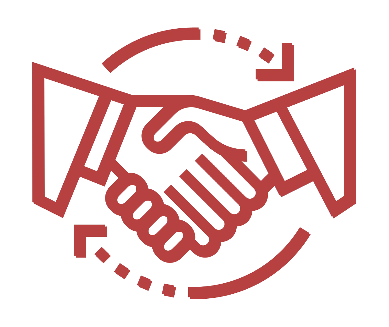 Red Handshake Icon Representing Collaboration