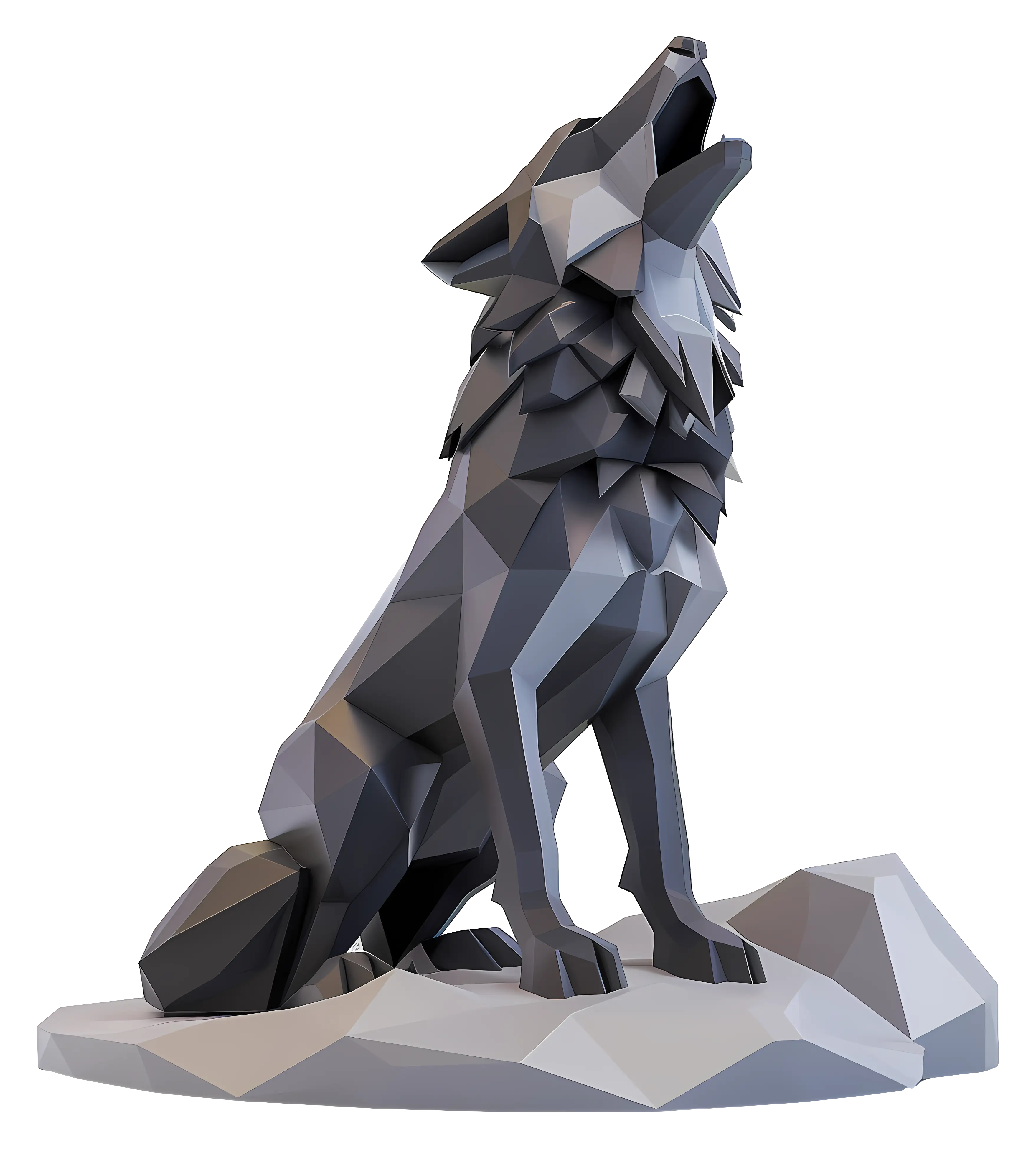 Geometric Wolf Sculpture