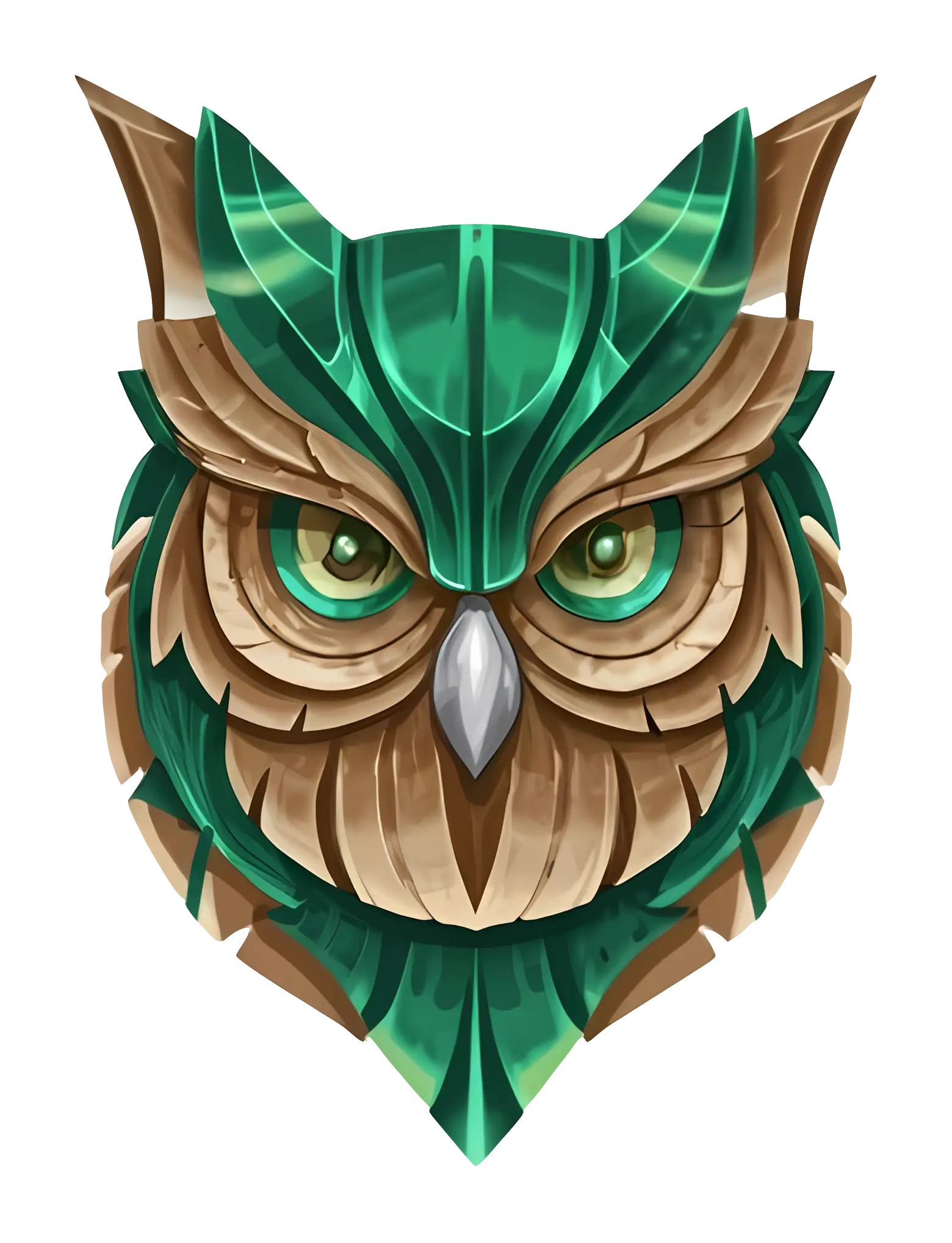 Detailed Owl Illustration in Green and Brown
