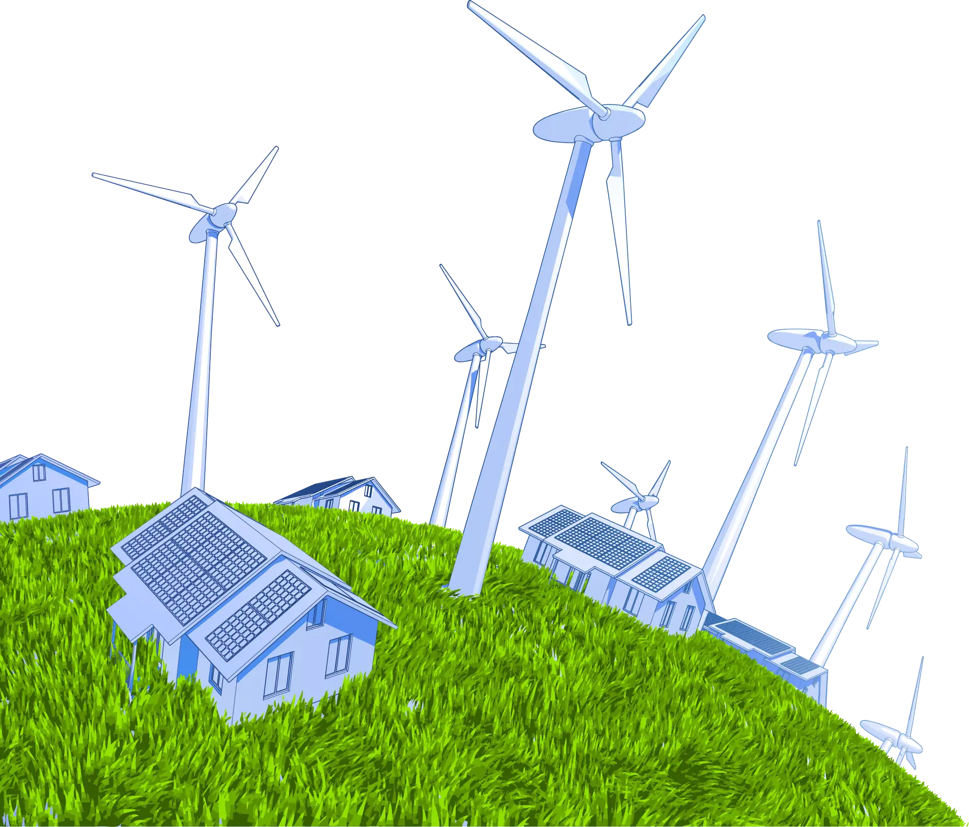 Wind Turbines and Solar-Powered Houses