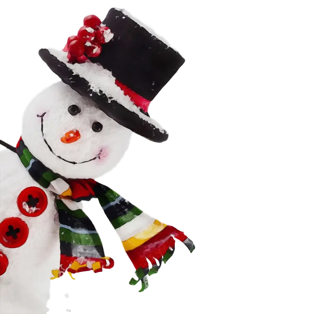 Festive Snowman with Black Hat and Scarf
