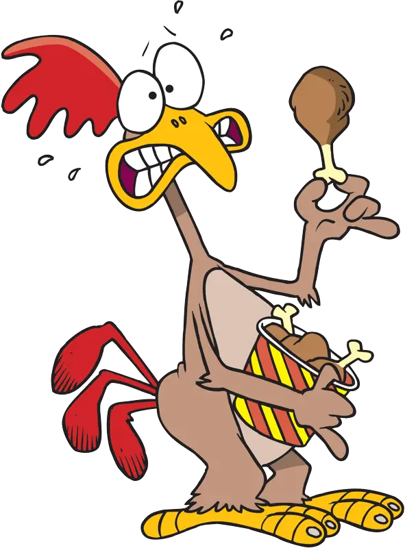 Funny Cartoon Chicken with Drumstick