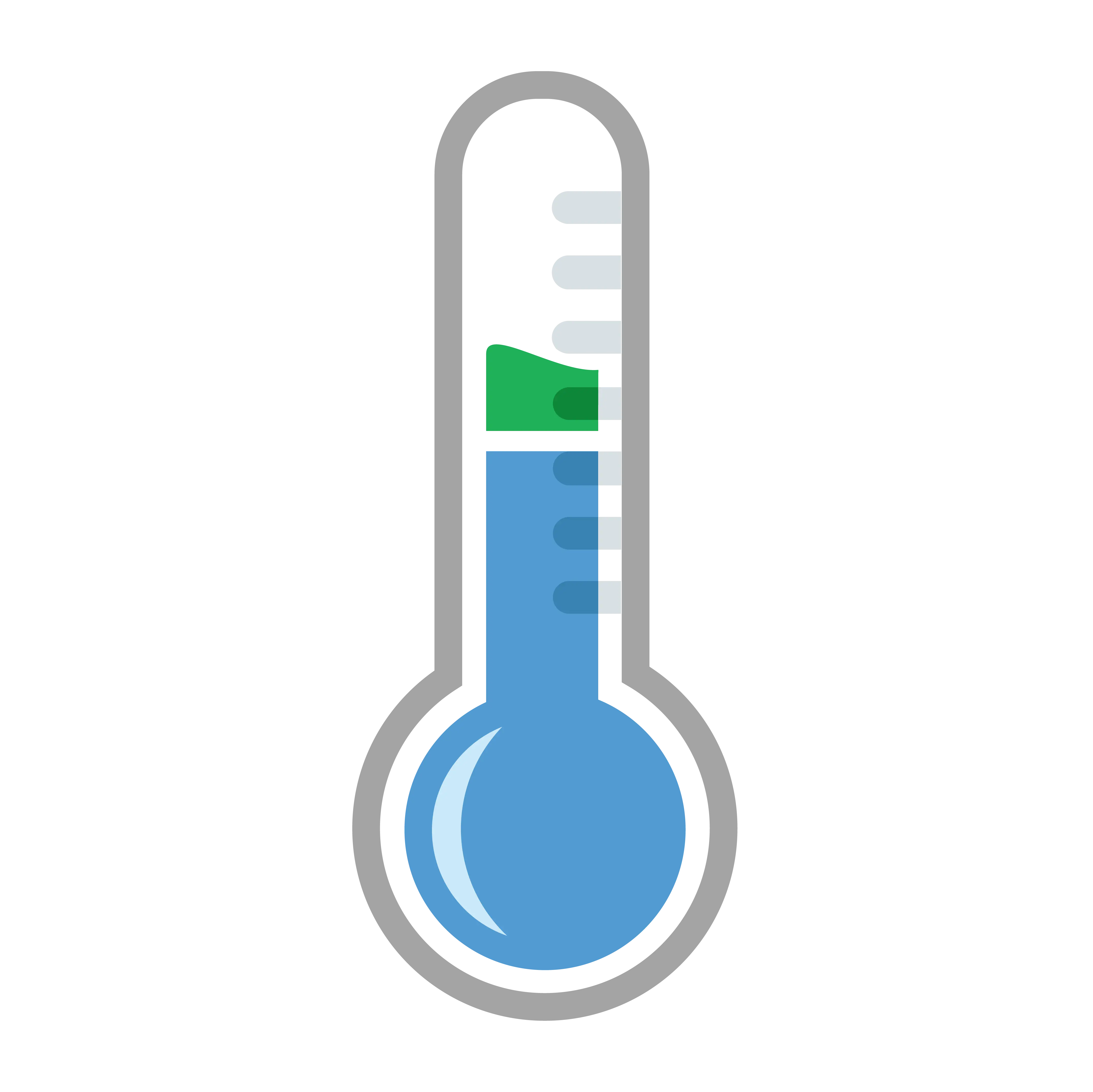 Blue Thermometer Icon for Temperature Measurement