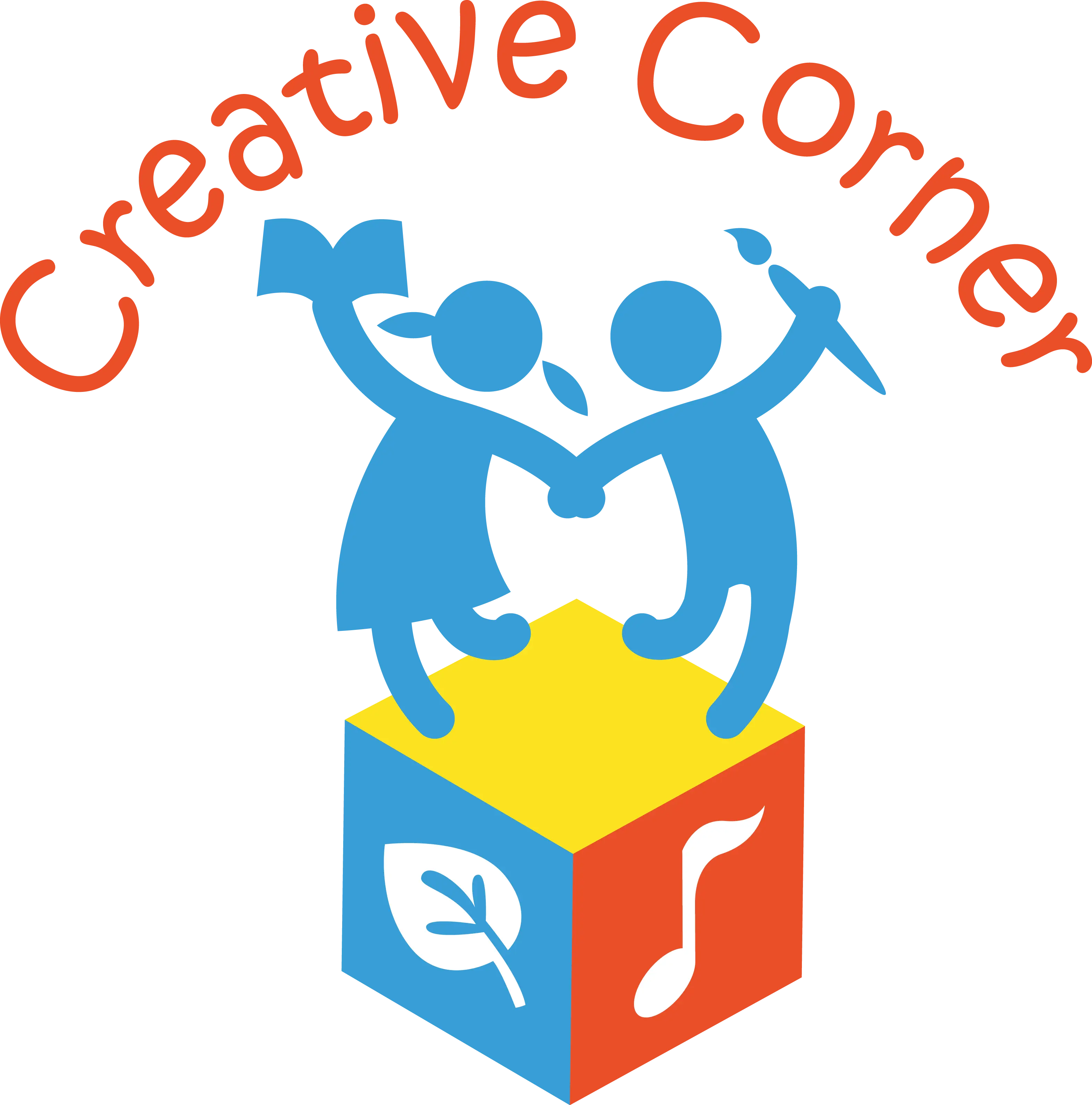 Creative Corner Logo with Children and Art Elements