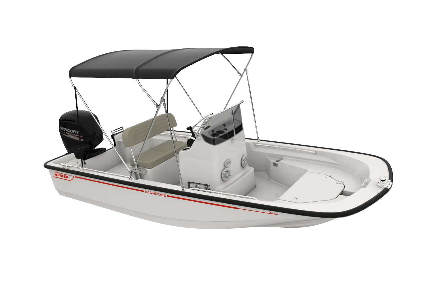 Small White Boat with Canopy