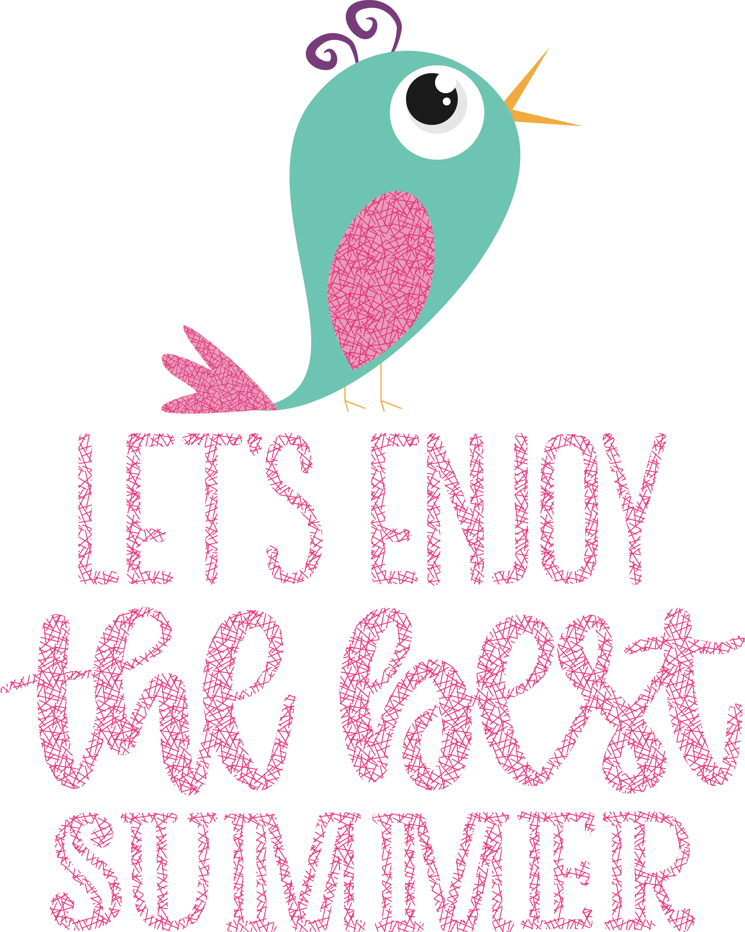 Cute Bird with Summer Inspirational Quote
