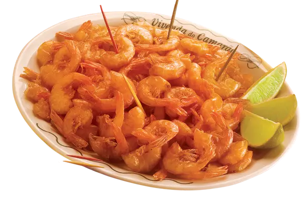 Plate of Fried Shrimp with Lime