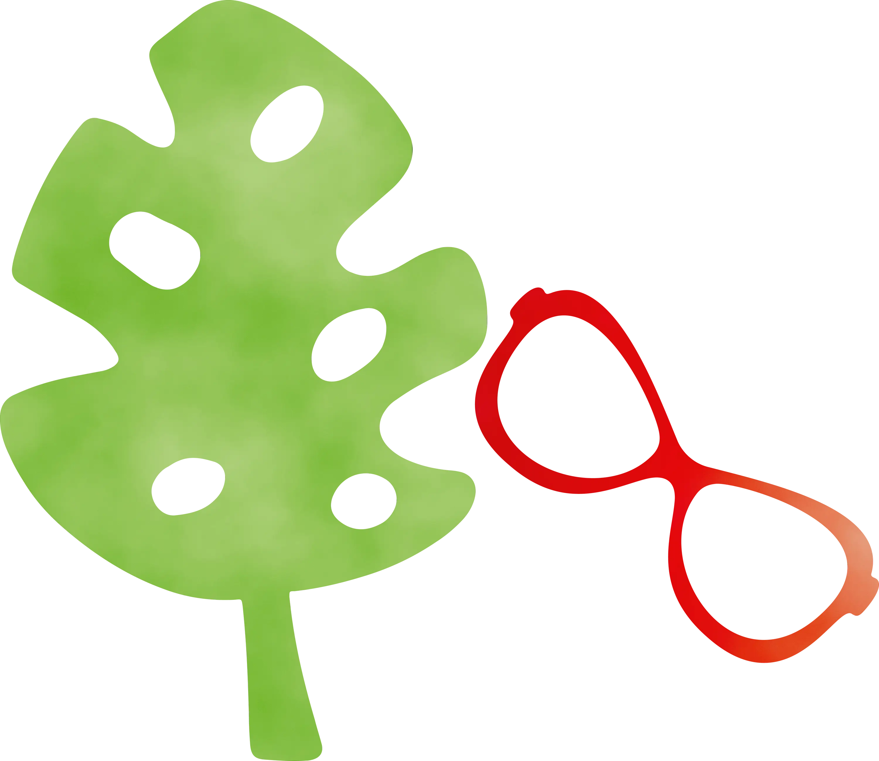Bright Green Leaf and Red Glasses Illustration
