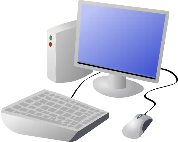 Desktop Computer Setup with Keyboard and Mouse