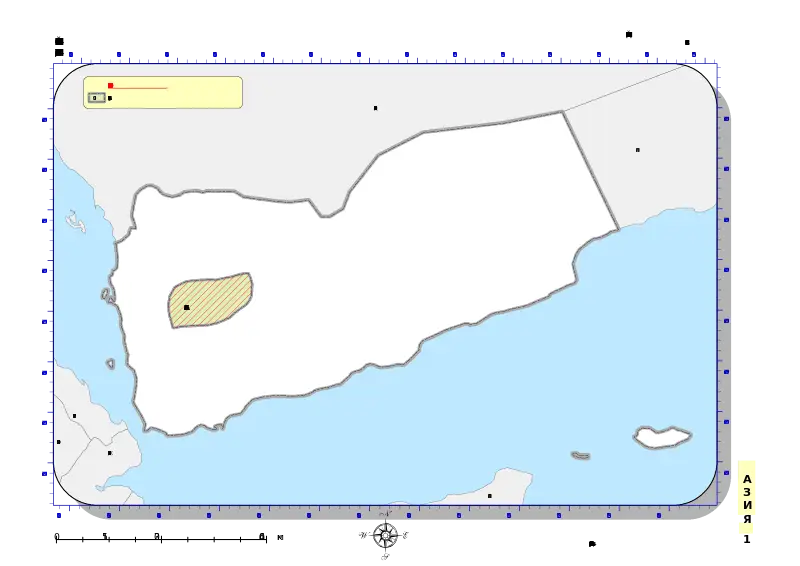 Map of Yemen with Border and Ocean Features