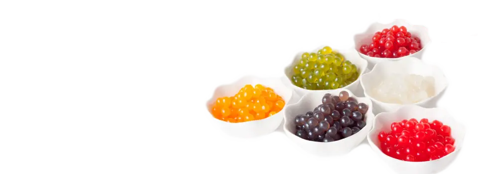 Colorful Boba Pearls in Small Bowls