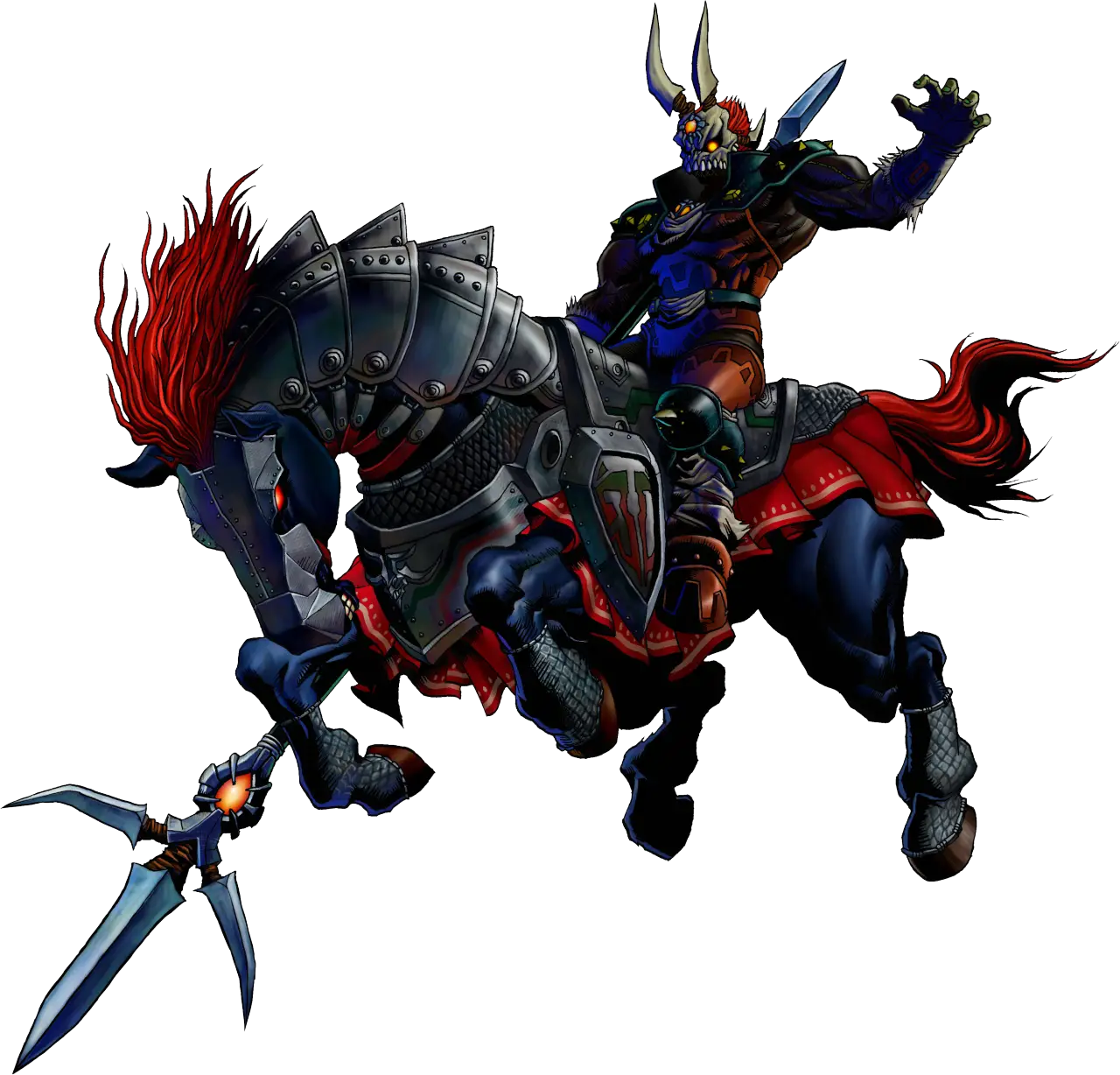 Fantasy Knight Riding a Dark Horse Illustration