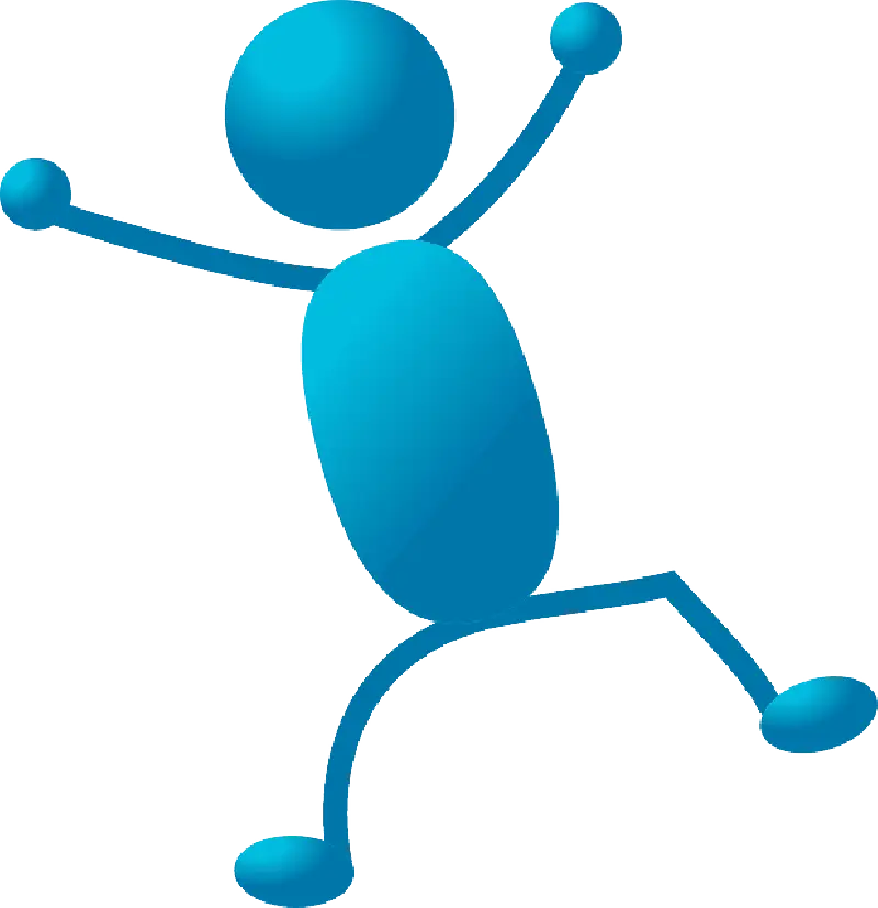 Blue Stick Figure in Jumping Pose