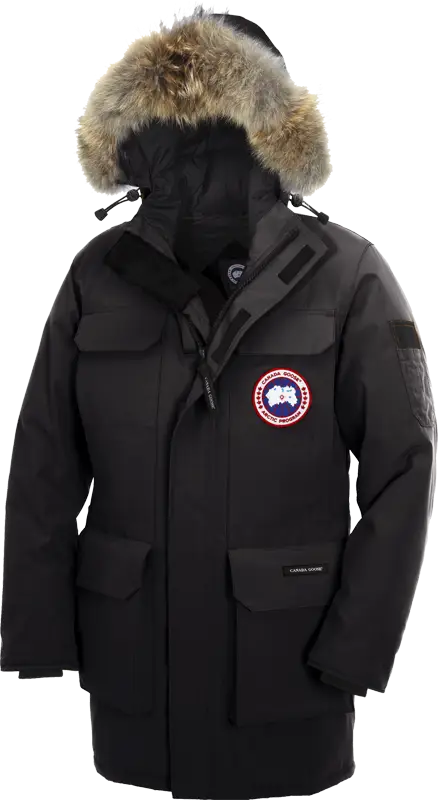 Black Winter Parka with Fur Hood