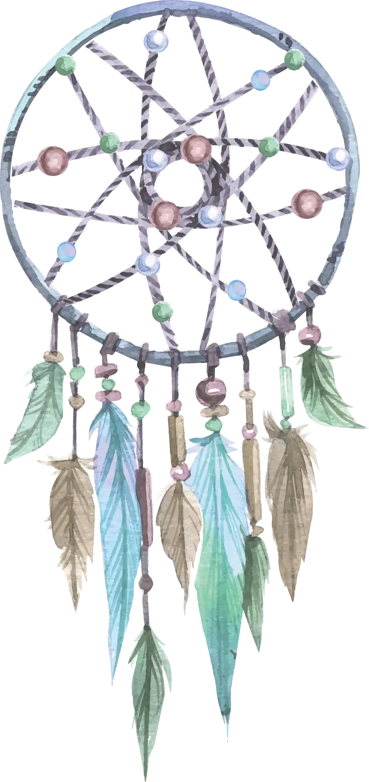 Watercolor Dreamcatcher with Feathers