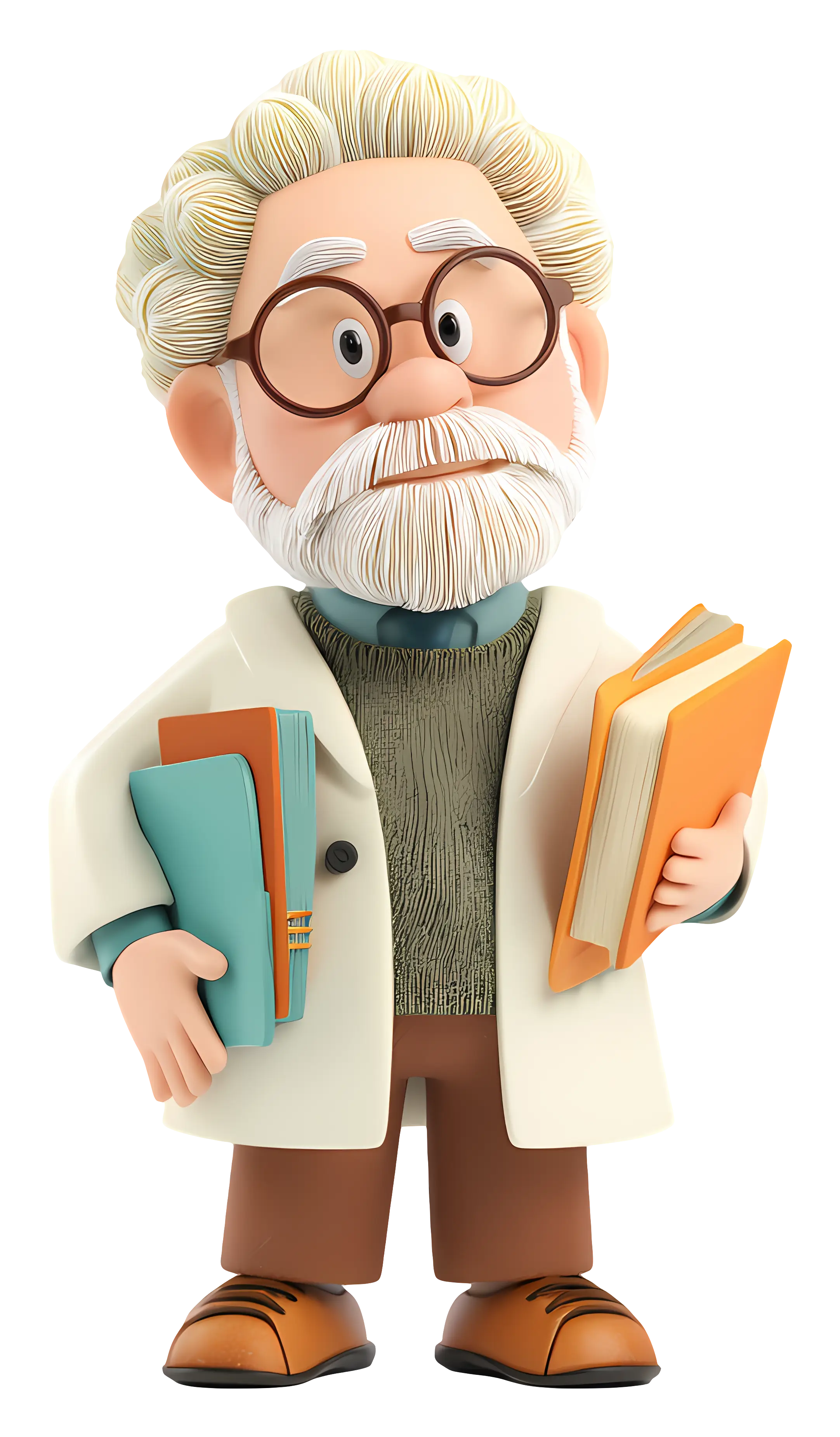Wise Elderly Professor with Books