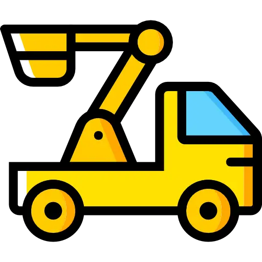 Yellow Backhoe Construction Truck Illustration