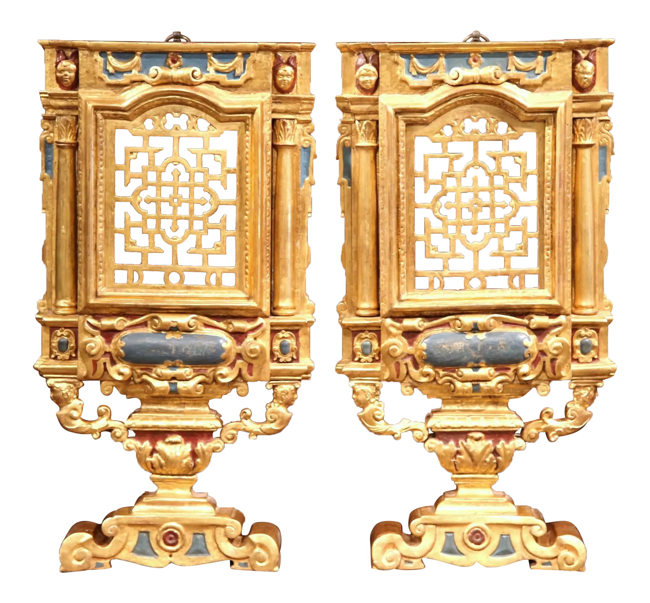 Pair of Ornate Golden Lanterns