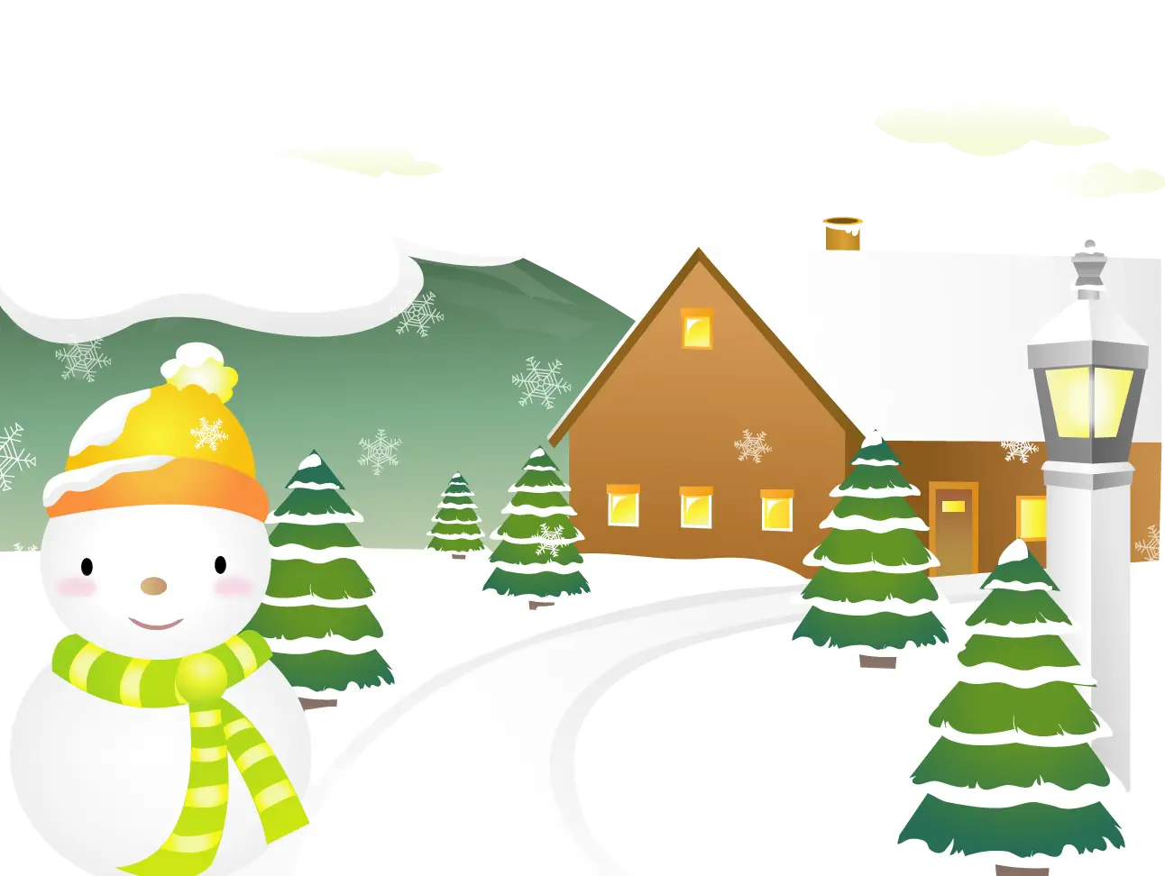 Snowman in Winter Landscape